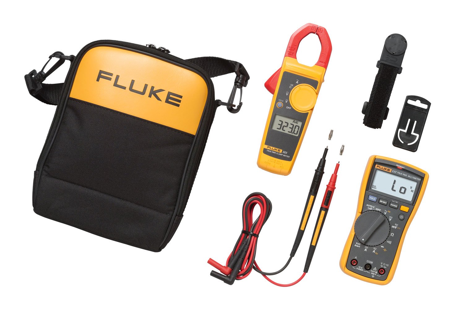 Fluke 323 600V Clamp Meter KIT6N with TL175 Leads C150 Case and 1AC Voltstick