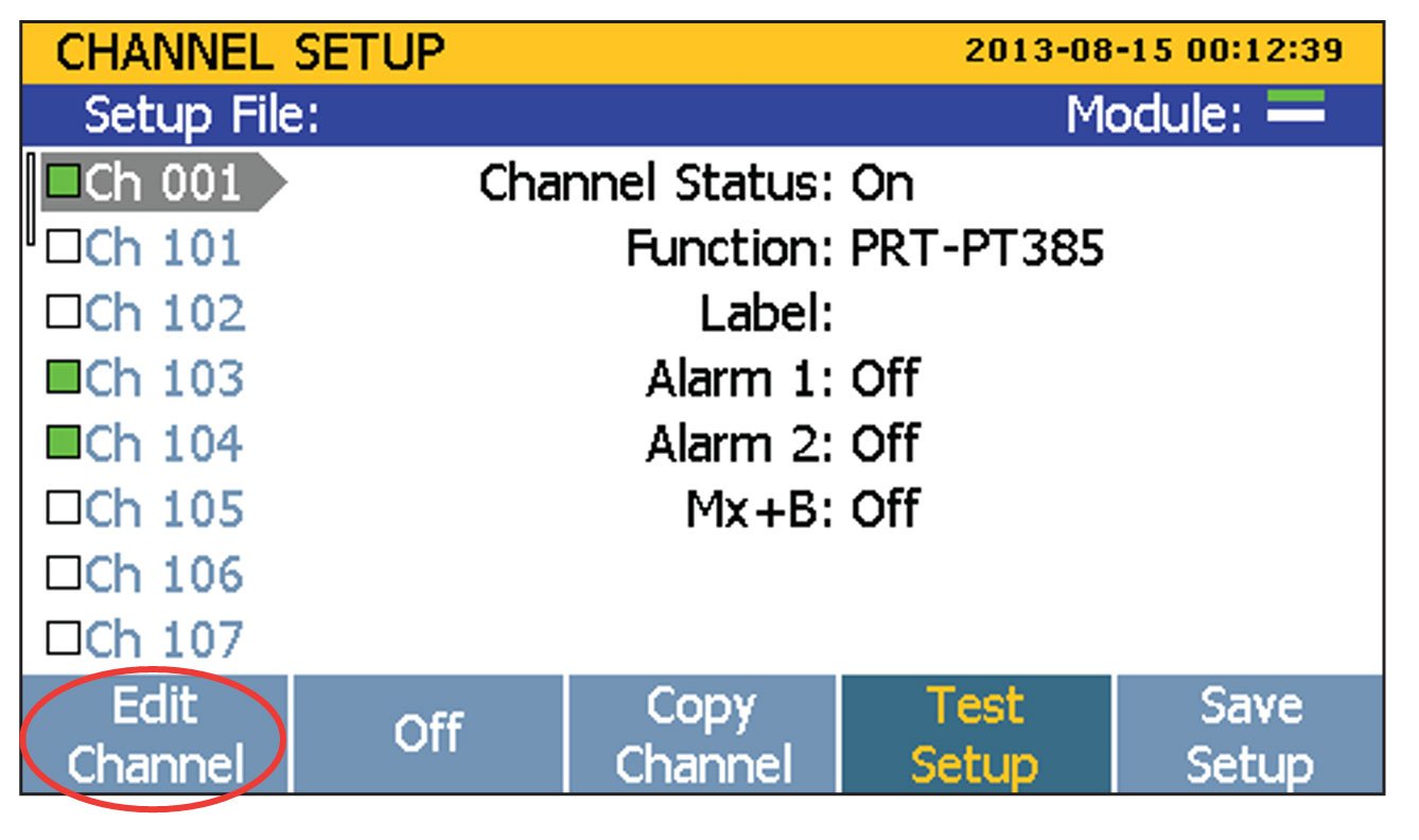 1586A Super-DAQ screen, step 2: edit channel 1586A Super-DAQ screen, step 2: edit channel