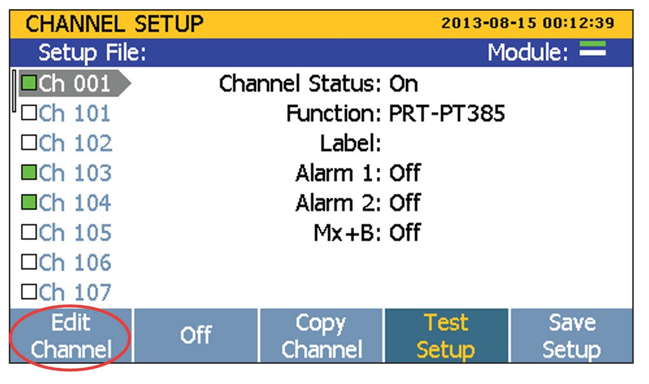 1586A Super-DAQ screen, step 2: edit channel