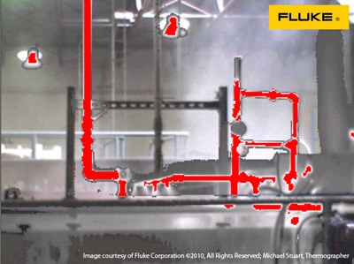 Image thermique de canalisation d'eau chaude