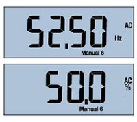 Digital multimeter displaying the frequency and duty cycle of a rotary encoder