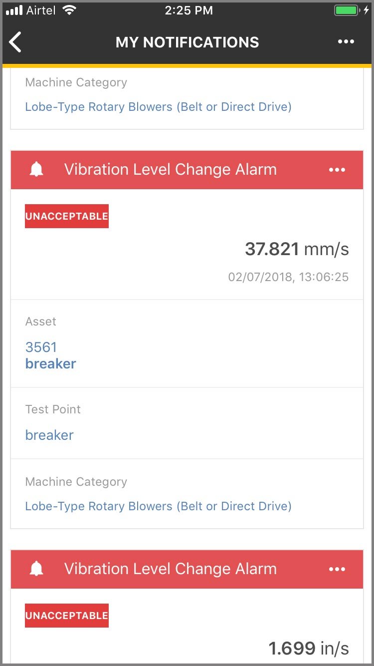 A screen capture of a Fluke Connect alarm notification alerting users a change in asset status.