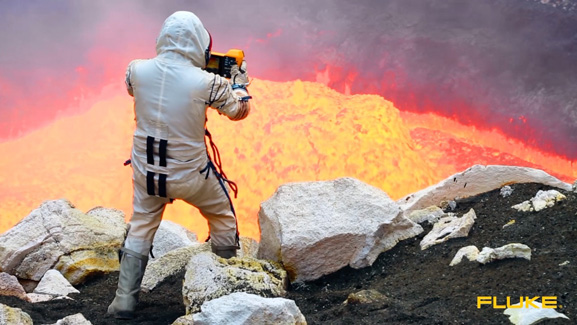 The Fluke TiX560 Infrared Camera displays thermal signatures at the Marum Volcano