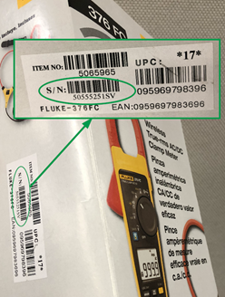 Product serial numbers appear on product box. and on back of product
