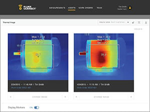 Comparing two IR images on Fluke Connect; Assets software