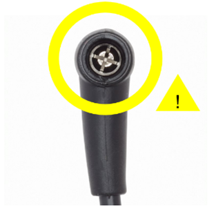Bezpečnostní upozornění k multimetrům Fluke řady 8xV – Měřicí kabel s konektorem s pružnými kontakty