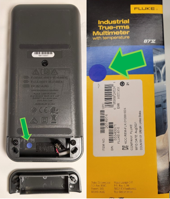 Fluke 8x V Safety Notice - Correction Sticker Location