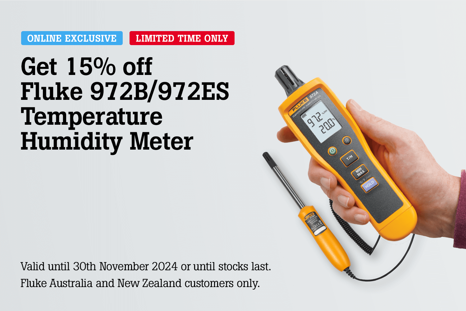 Get 15% off Fluke 972B/972ES Temperature Humidity Meter - Ends 30/11/2024