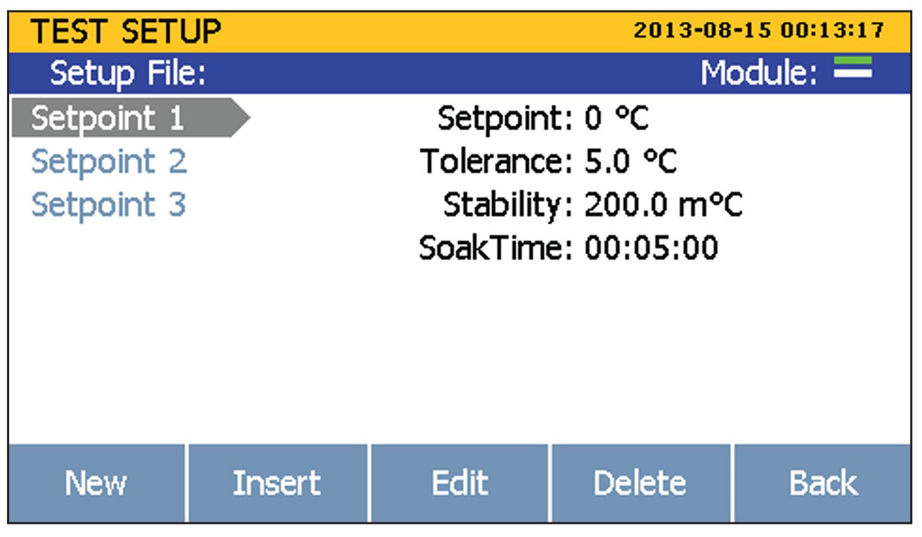 1586A Super-DAQ screen, step 4: choose setpoint temperatures