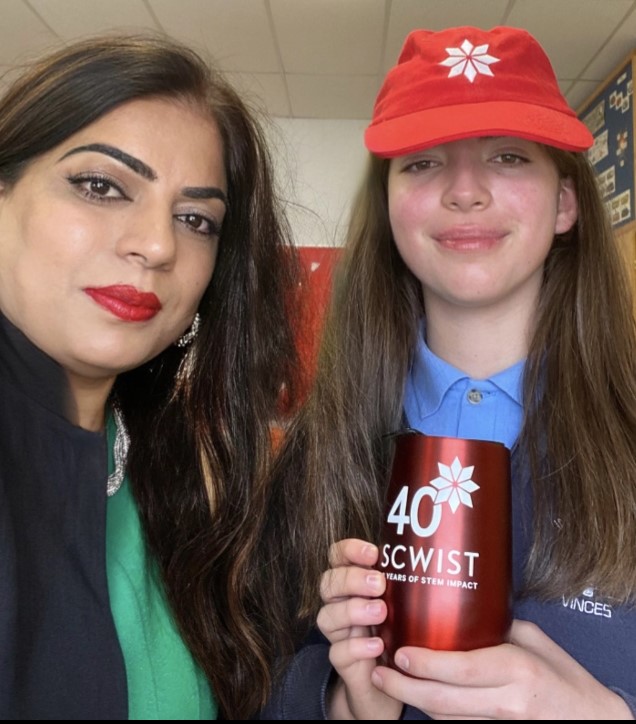 SCWIST eMentoring mentee, Stephanie Christie (right) with her mentor, Dr. Anju Bajaj (left)