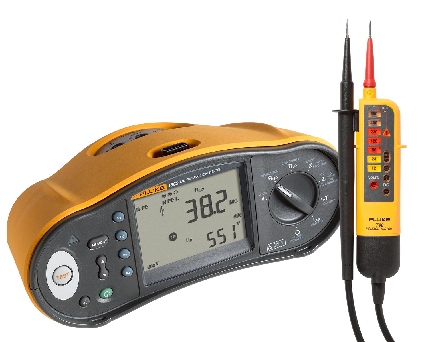 Fluke 1662 Multifunction Installation Tester plus a T90 Voltage and Continuity Tester