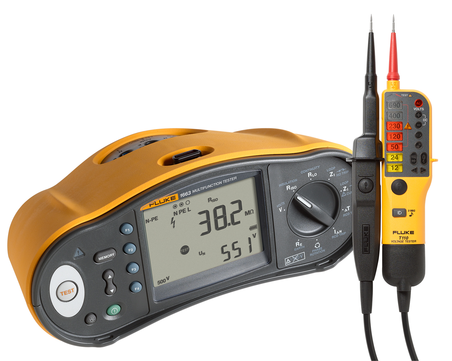 Fluke 1663 Multifunction Installation Tester plus a T110 Voltage and Continuity Tester
