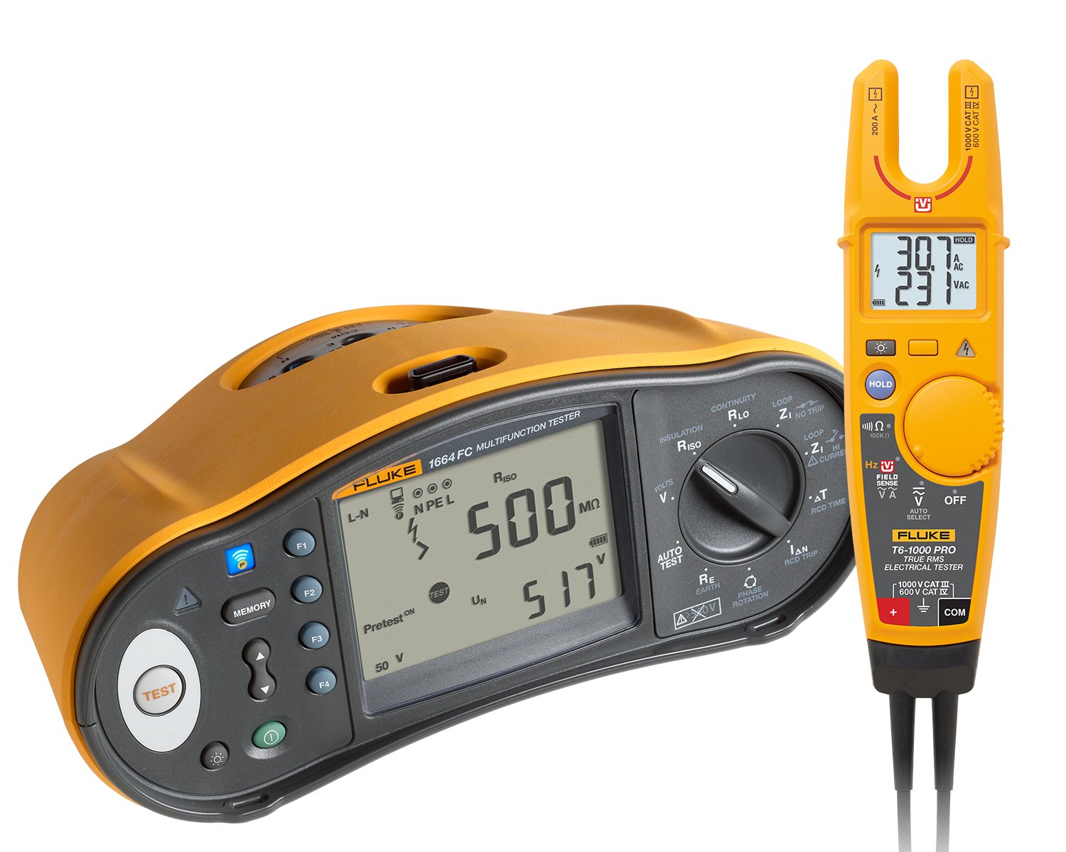 Testeur d’installation multifonction Fluke 1664FC et un testeur électrique T6-1000 PRO