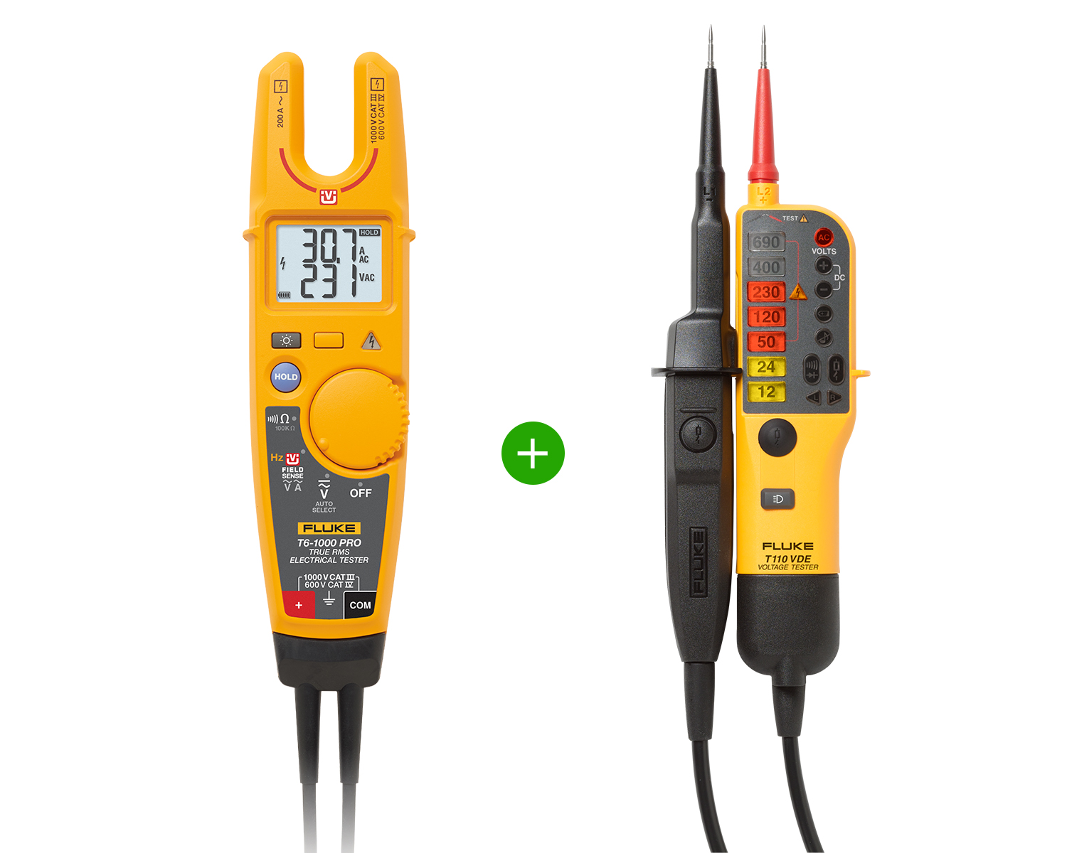 Fluke 1664 FC Multifunction Installation Tester plus a T6-1000 PRO Electrical Tester.