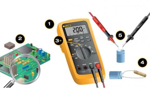 Steps for measuring capacitance with a digital multimeter