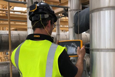 Inspecting compressed gas lines in a natural gas plant. Image courtesy of ADG Concepts
