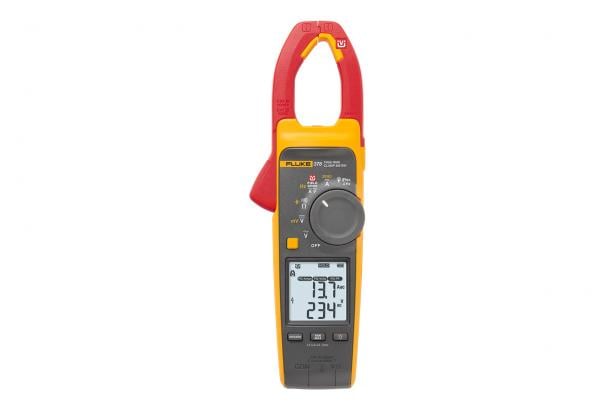 Measure voltage and current with the clamp jaw of the Fluke 378 clamp meter.